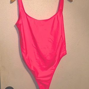 hot pink one piece swim suit